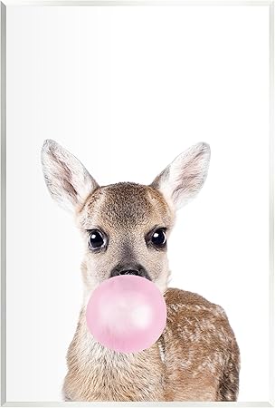 Stupell Industries Fawn Blowing Bubblegum Wall Plaque Art Design by Sisi and Seb