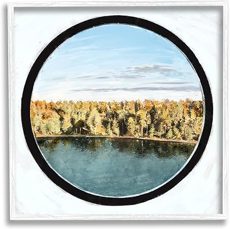 Stupell Industries Autumn Woodland Forest Lake Through Porthole Landscape Framed Wall Art, Design By Ziwei Li