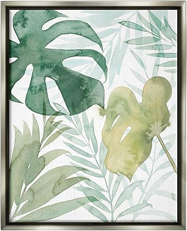 Stupell Industries Layered Tropical Botanical Leaves Floating Framed Wall Art, Design by Grace Popp