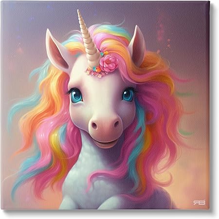 Stupell Industries Happy Baby Unicorn Canvas Wall Art by RB