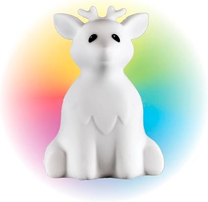 Westek NL RGBFF Soft Touch Lamp, Battery Powered & Color Changing Nightlight, Tap Activation, Washable & BPA Free Cover, Children's Nightlight, Finley The Fawn, White