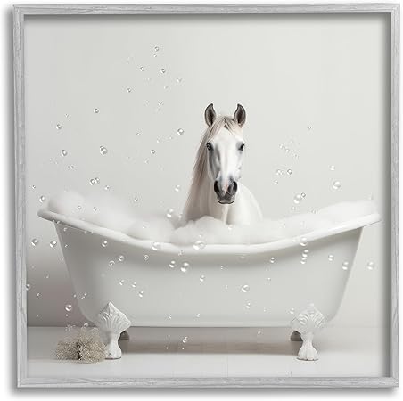 Stupell Industries Horse Bubble Bath Framed Giclee Art by Lazar Studio