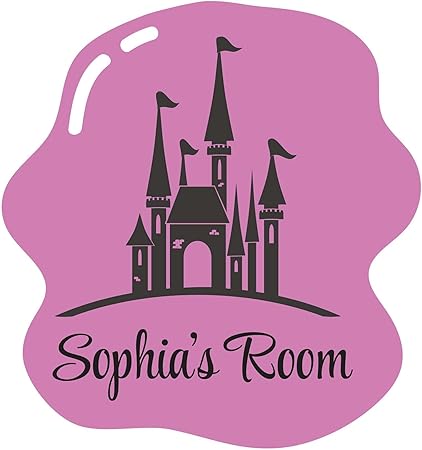 Custom Name Princess Castle Girly Vinyl Sticker Home Wall Decoration Personalized Girly Castle - Size: 36 in x 40 in