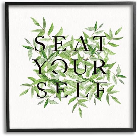 Stupell Industries Seat Yourself Botanical Leaf Bathroom Framed Giclee Art, Design by Rachel Nieman