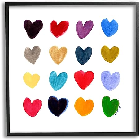 Stupell Industries Varied Rainbow Hearts Framed Giclee Art by Janel Bragg