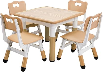 Kids Table and Chairs Set, Height Adjustable Desk for Ages 2-10,Arts & Crafts Table,Graffiti Desktop, Non-Slip Legs, Max 300lbs, Children Multi-Activity Table for Classrooms,Daycares,Home