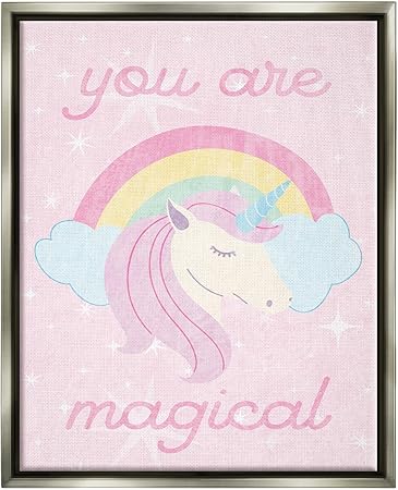 Stupell Industries Magical Sparkle Unicorn Framed Floater Canvas Wall Art by Lil' Rue