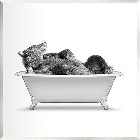 Stupell Industries Woodland Bear Antique Tub Wood Wall Art, Design by Annalisa Latella