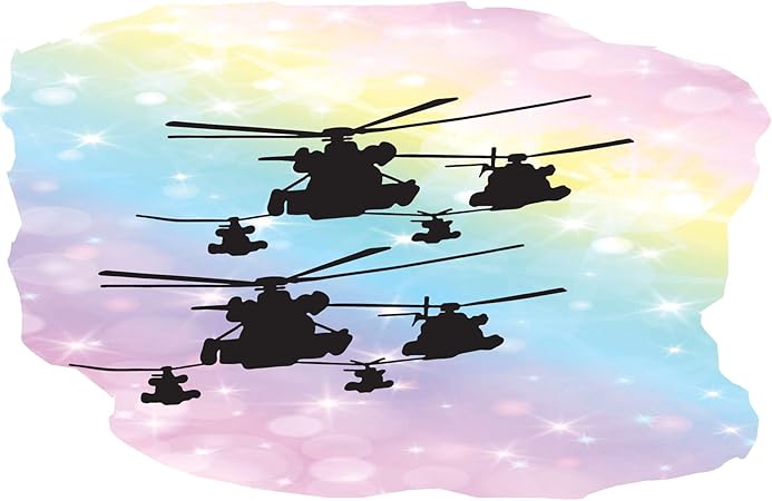 Flying Helicopters Wall Decal Decoration Home Wall Decoration Adventurous Vehicles Helicopter - Size: 10 in x 6 in