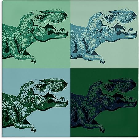 Stupell Industries Roaring T-Rex Dinosaur Kids Vintage Pop Style Canvas Wall Art, Design By Daphne Polselli