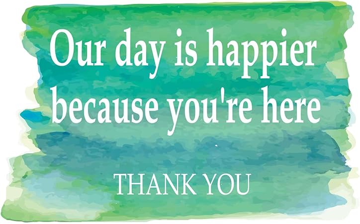 Our day is happier Welcome Quote Vinyl Decal Home Wall Decoration Thankful Quote Love Because You are here - Size: 20 in x 12 in