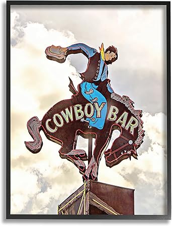 Stupell Industries Western Cowboy Bar Sign Framed Giclee Art by JG Studios