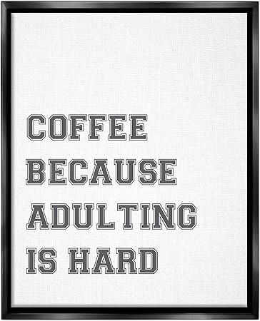 Stupell Industries Funny Adulting Is Hard Framed Floater Canvas Wall Art by Lil' Rue