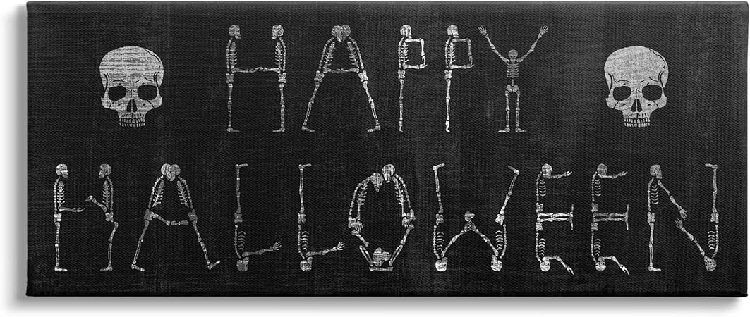 Stupell Industries Happy Halloween Skeleton Letters Canvas Wall Art, Design by Lil' Rue