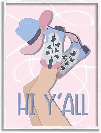 Stupell Industries Hi Y'all Pastel Cowgirl Framed Giclee Art by Martina Pavlova