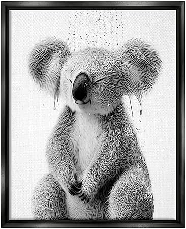 Stupell Industries Koala Bathroom Splash Framed Floater Canvas Wall Art by Annalisa Latella