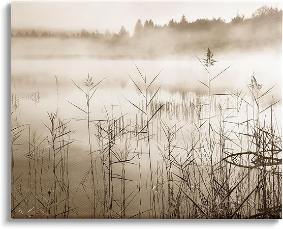 Stupell Industries Sepia Foggy Lake View Canvas Wall Art by Irene Weisz