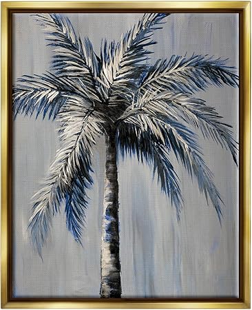 Stupell Industries Grey Modern Palm Tree Framed Floater Canvas Wall Art by Nan