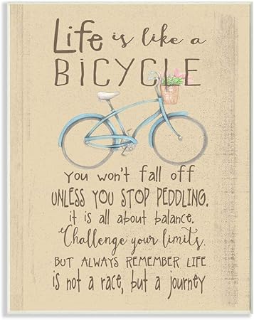 Stupell Industries Life is Like a Bicycle' Icon Inspirational Typography Wall Plaque, 10x15, Design by Artist Regina Nouvel