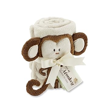 Baby Aspen, Hug Me Monkey Plush Velour Baby Blanket, Beige, One Size