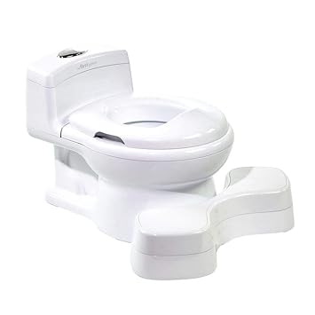 The First Years Super Pooper Potty Training Toilet Plus Potty Seat with Foot Rest — White — 2-in-1 Toddler Toilet Seat and Potty Chair