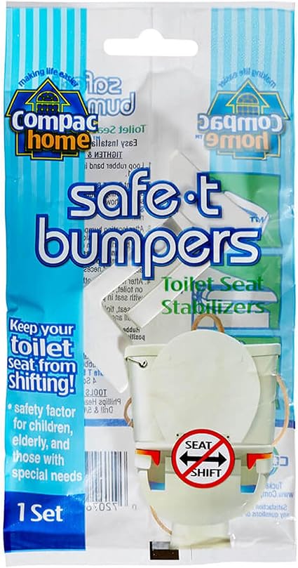 COMPAC HOME Compac’s Stabilizers T Bumpers, Lock Place, Keeps Children, Elderly, Disabled Safe from Slipping Off Shaking, Moving or Wobbly Toilet Seat (1 Set), White, 1 Count (Pack of 1)