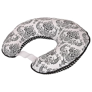 Bacati - Classic Damask White/Black Nursing Pillow with polyfilled Insert Pillow in Ultra-Soft 100% Cotton Fabric in a Fashionable Two-Sided Design