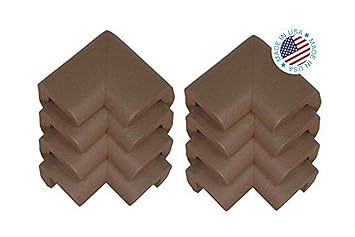 KidKusion Corner Cushion | Made in USA | Brown | 8 Pack | Furniture and Corner Protector