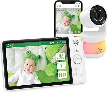 LeapFrog LF930HD Baby Monitor, 7” 720p HD Display,Video Baby Monitor with Camera and Audio, 1080p Smart Remote Access,360° Pan & Tilt,Color Night Light &Vision, Two-Way Intercom