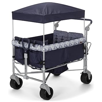 Safety 1st Summit 4 Seater Wagon Stroller, Quad Wagon Stroller with Canopy, Stroller Wagon for Kids, Foldable Kids Wagon Stroller, Navy Ink