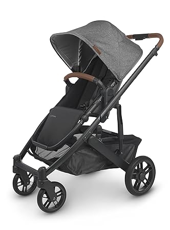 UPPAbaby Cruz V2 Stroller/Full-Featured Stroller with Travel System Capabilities/Toddler Seat, Bumper Bar, Bug Shield, Rain Shield Included/Greyson (Charcoal Mélange/Carbon Frame/Saddle Leather)