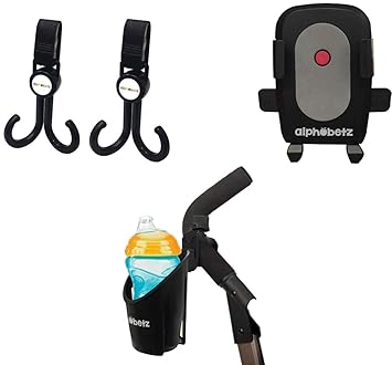 Stroller Accesory Trio with Stroller Cup Holder, Black