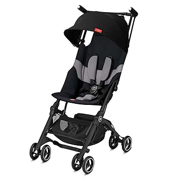 gb Pockit+ All-Terrain, Ultra Compact Lightweight Travel Stroller with Canopy and Reclining Seat in Velvet Black