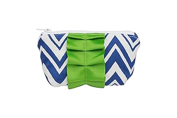 Caught Ya Lookin' Mother's Cosmetic Bag, Royal Chevron with Green Trim