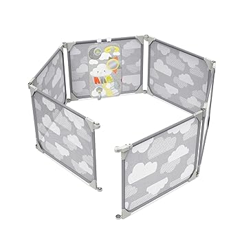 Skip Hop Expandable Baby Gate, Playview Enclosure, Silver Lining Cloud