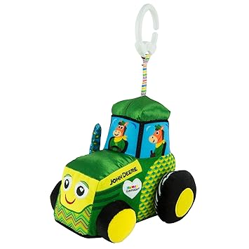 Lamaze John Deere Tractor Car Seat and Stroller Toy - Soft Baby Hanging Toys - Baby Crinkle Toys with High Contrast Colors - Baby Travel Toys Ages 0 Months and Up