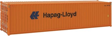 HO Scale Model of Hapag Lloyd (Orange, Blue) 40' Hi Cube Corrugated Side Container,949-8254