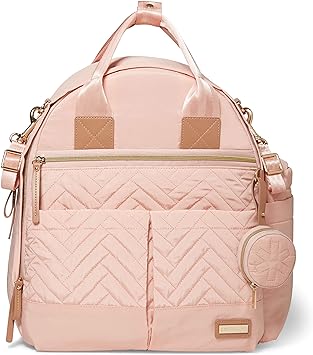 Skip Hop Diaper Bag Backpack: Suite 6-in-1 Diaper Backpack Set, Multi-Function Baby Travel Bag with Changing Pad, Stroller Straps, Bottle Bag and Pacifier Pocket, Blush